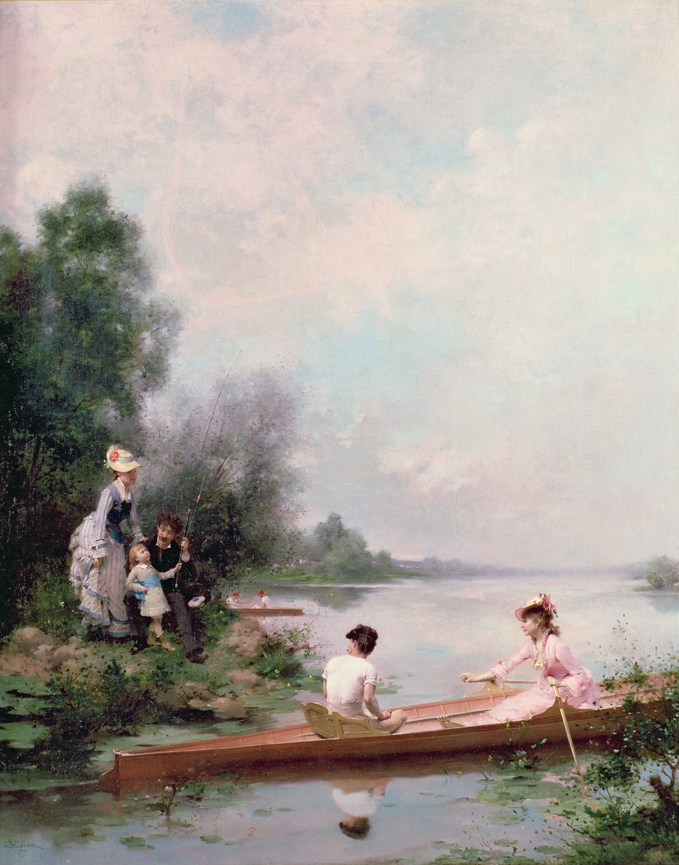 Pływanie łodzią po rzece, XIX w. autorstwa Jules Frederic Ballavoine