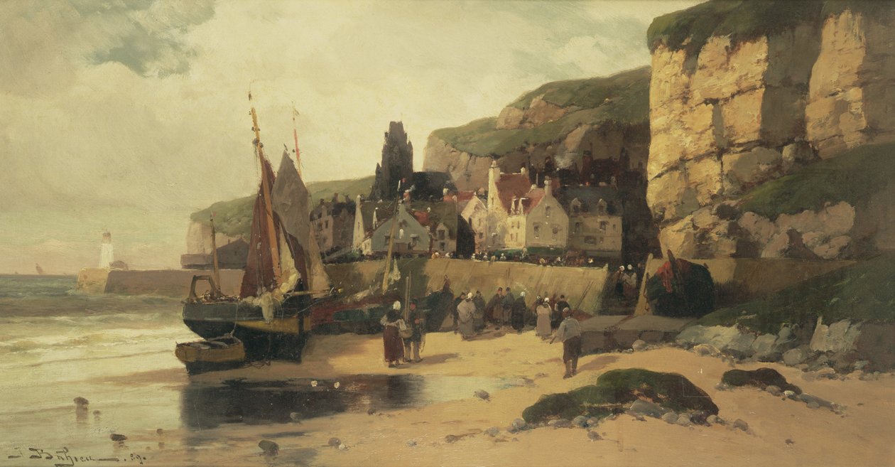Wioska rybacka, Normandia, 1889 autorstwa Jules G Bahieu