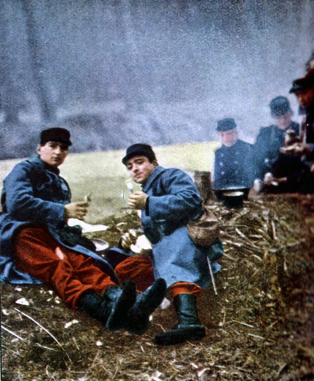 Żołnierze francuscy, Marna, wrzesień 1914 (autochrom) autorstwa Jules Gervais Courtellemont