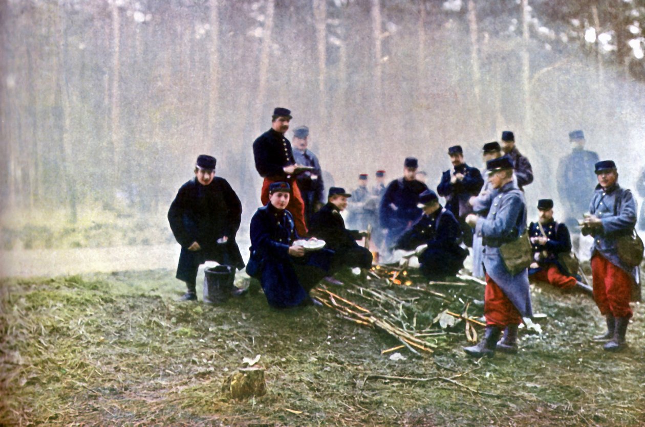Żołnierze francuscy, Marna, wrzesień 1914 (autochrom) autorstwa Jules Gervais Courtellemont