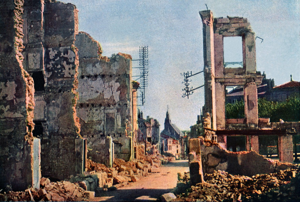 Widok Verdun po 8 miesiącach bombardowań, wrzesień 1916 (autochrome) autorstwa Jules Gervais Courtellemont