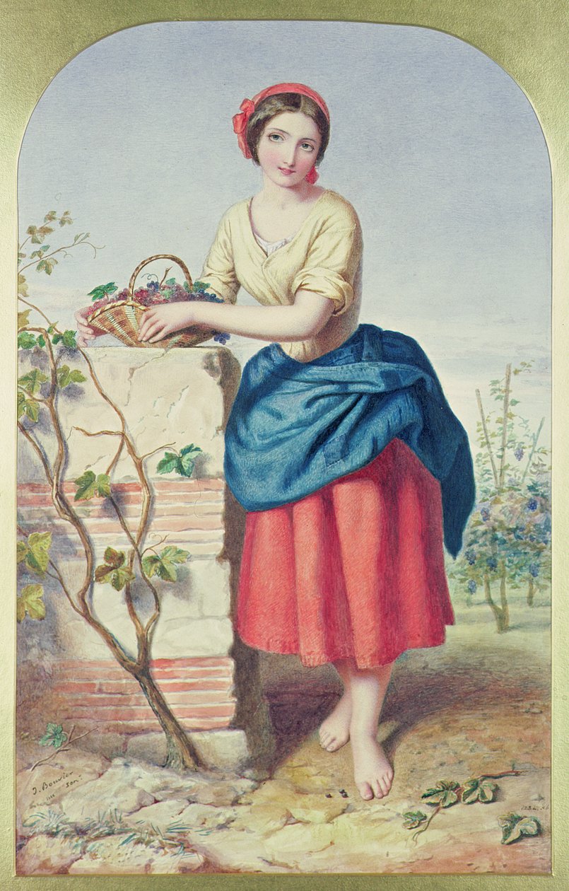 Dziewczyna z koszem winogron, 1860 autorstwa Jules I Bouvier