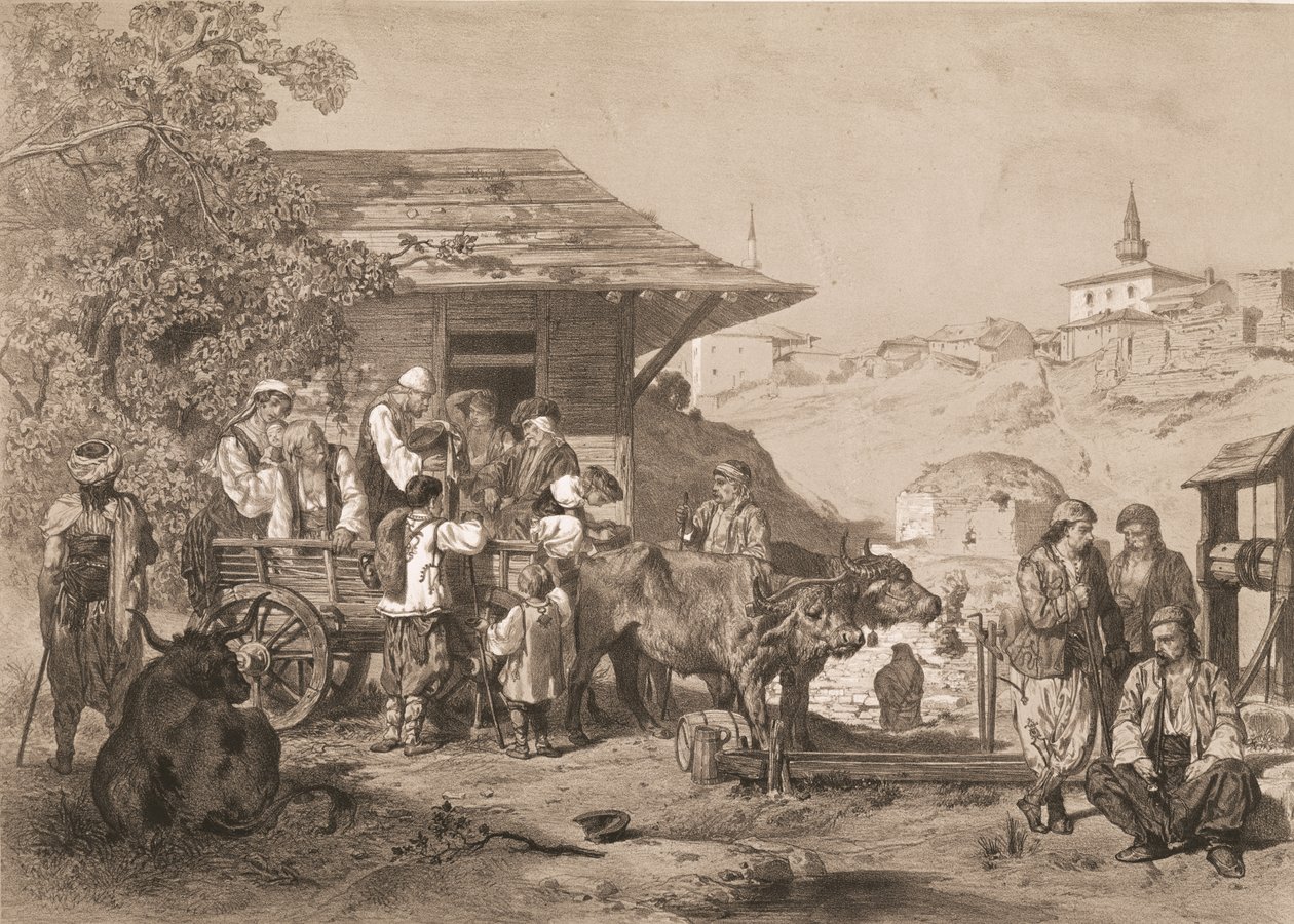 Bułgarzy pod Warną, wydrukowane przez Lemercier, Paryż autorstwa Jules Joseph Augustin Laurens