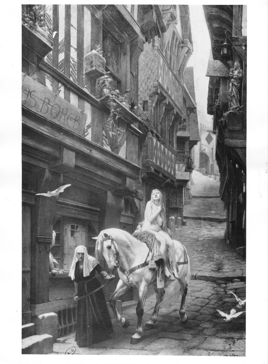 Lady Godiva jadąca ulicami Coventry autorstwa Jules Joseph Lefebvre