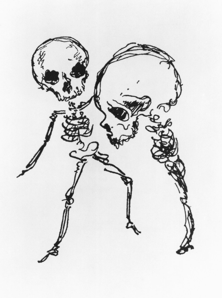 Szkielety, ilustracja z „Lamentu nad zapomnianymi i umarłymi” autorstwa Jules Laforgue