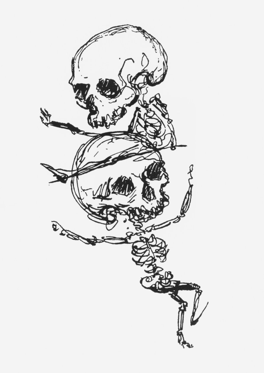 Szkielety, ilustracja z „Lamentu nad zapomnianymi i umarłymi” autorstwa Jules Laforgue