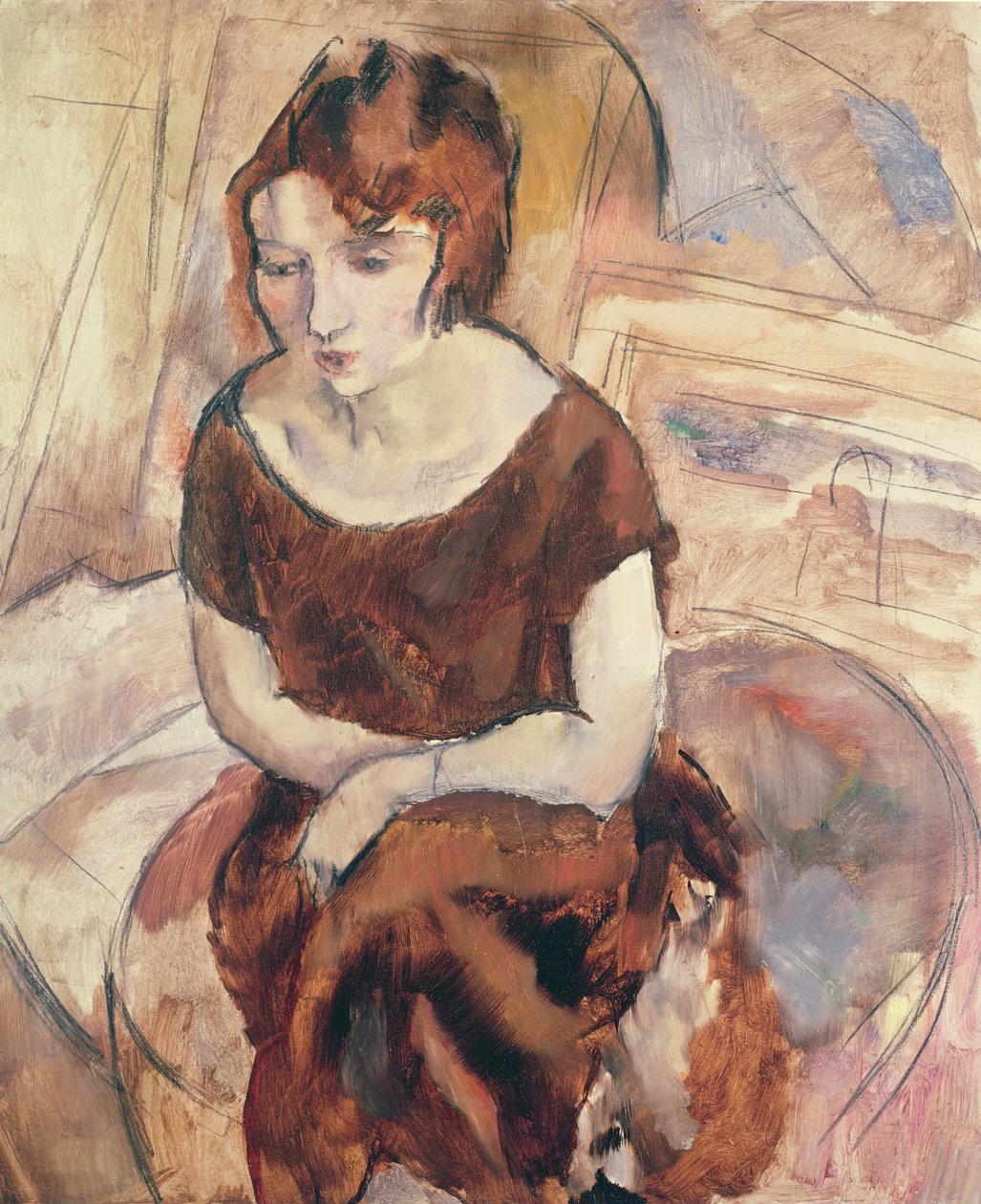 Młoda Kobieta, 1925 (olej na tekturze) autorstwa Jules Pascin