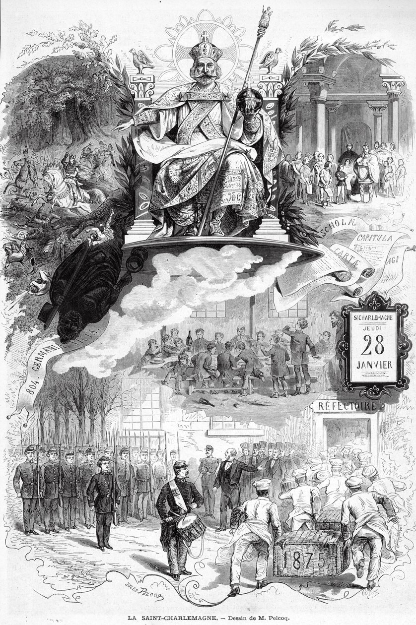 La Saint-Charlemagne", ilustracja dla "Le Monde Illustre", 30 stycznia 1875 r. autorstwa Jules Pelcoq