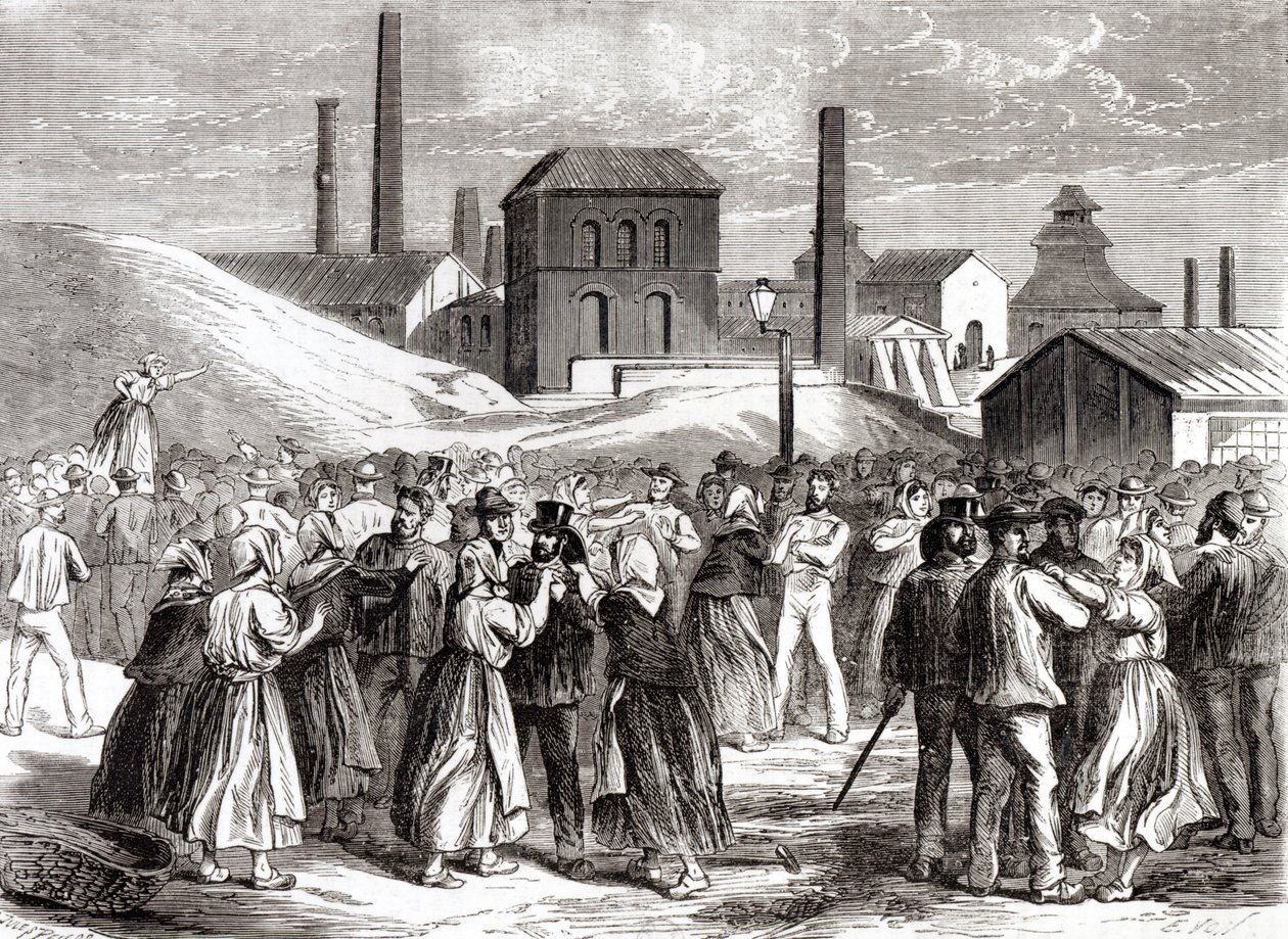 Kobiety demonstrują w kopalni węgla Le Creusot w kwietniu 1870 r. autorstwa Jules Pelcoq