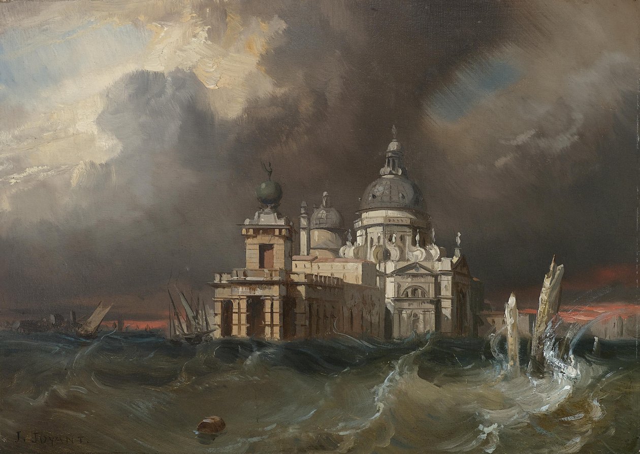 Burza nad Santa Maria della Salute w Wenecji autorstwa Jules Romain Joyant