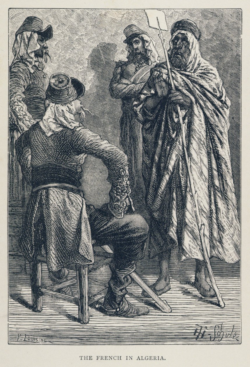 Francuzi w Algierii, ryty przez P. Louisa (XIX w.), z „Historii Francji”, Emile de Bonnechose, wyd. Ward, Lock and Co, Londyn autorstwa Jules Theophile Schuler