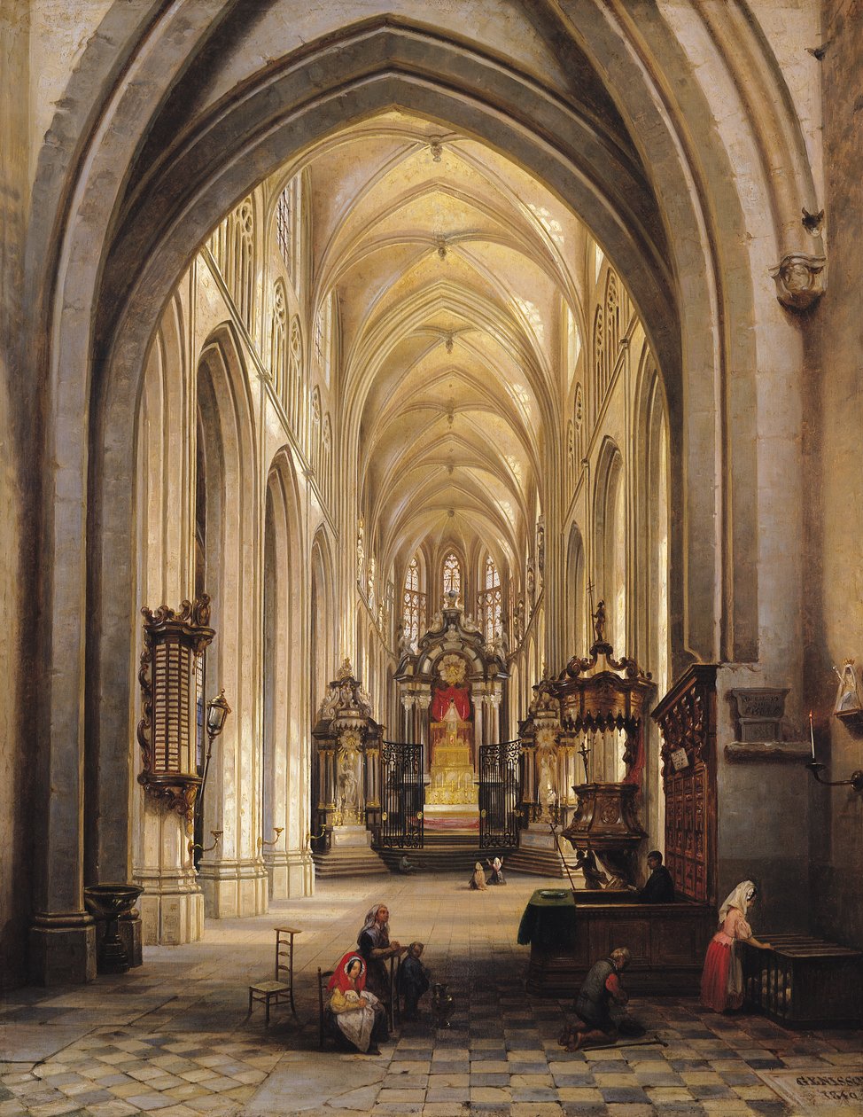 Wnętrze kościoła, 1840 autorstwa Jules Victor Genisson