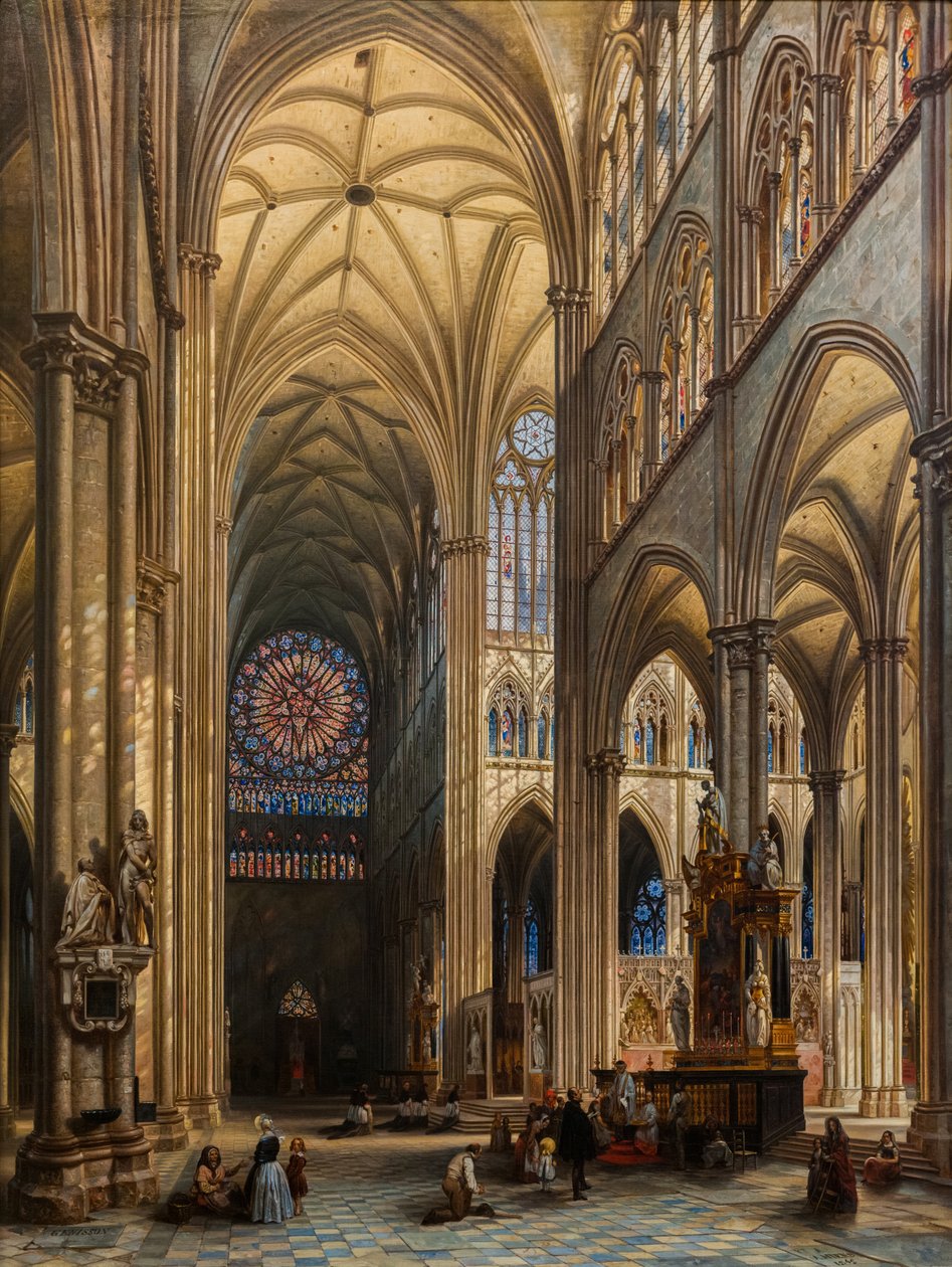 Wnętrze katedry w Amiens autorstwa Jules Victor Genisson