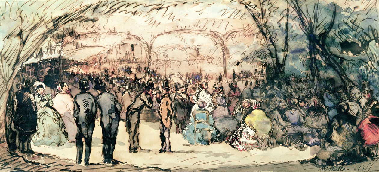 Bal Mabille (pióro i atrament i toaleta na papierze) autorstwa Jules de Goncourt