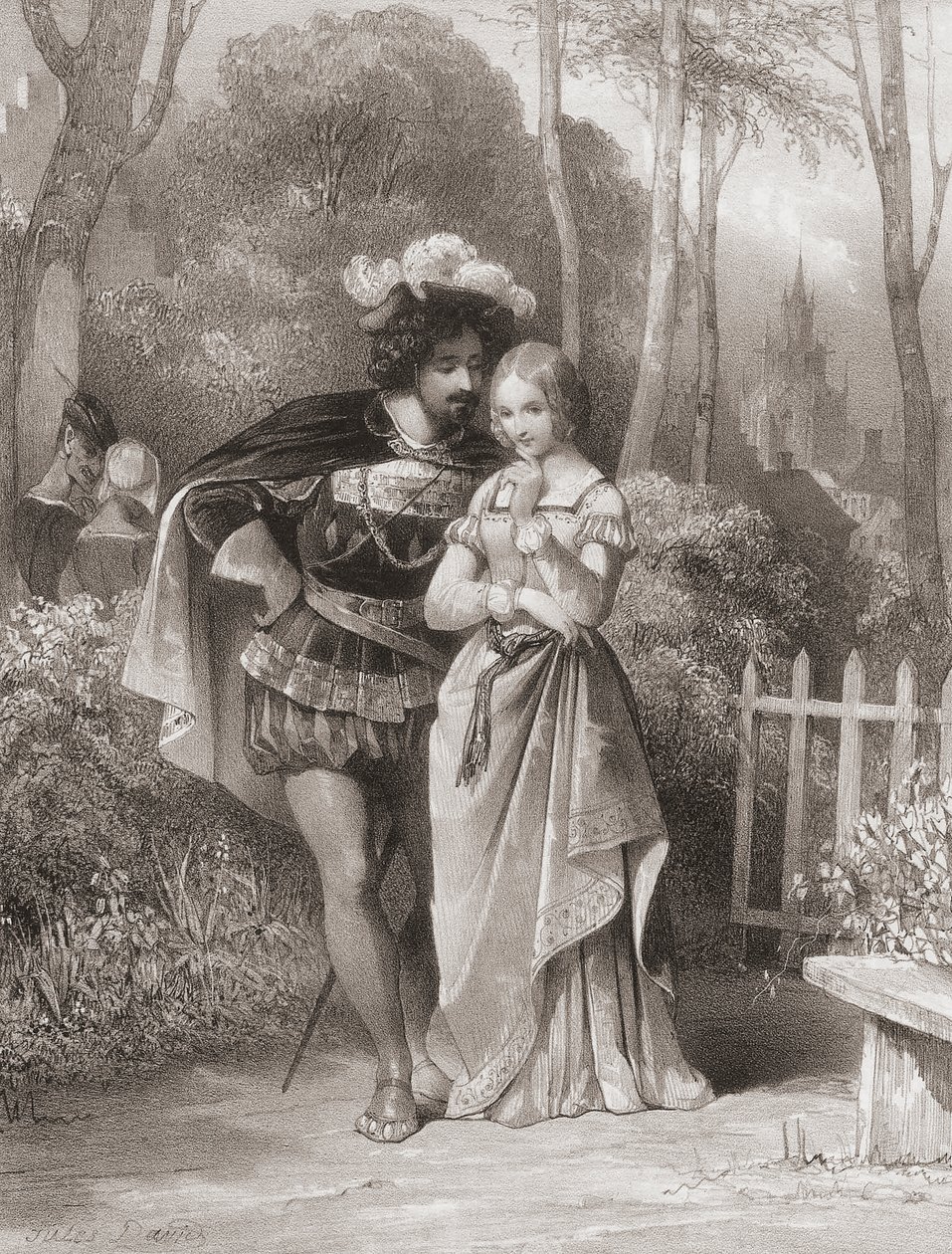 Faust i Gretchen. Faust i Małgorzata. autorstwa Jules (after) David