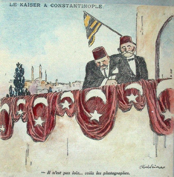 Karykatura cesarza Wilhelma II (1859-1941) w Konstantynopolu podczas I wojny światowej (litografia kolorowa) autorstwa Jules Abel Faivre