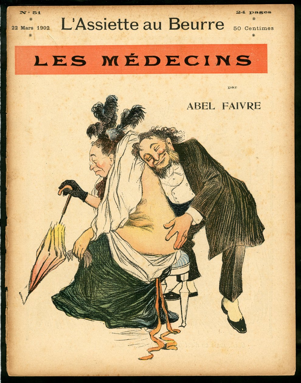 Okładka „”L’Plate au beurre””, nr 51, Satyryczna w kolorach autorstwa Jules Abel Faivre
