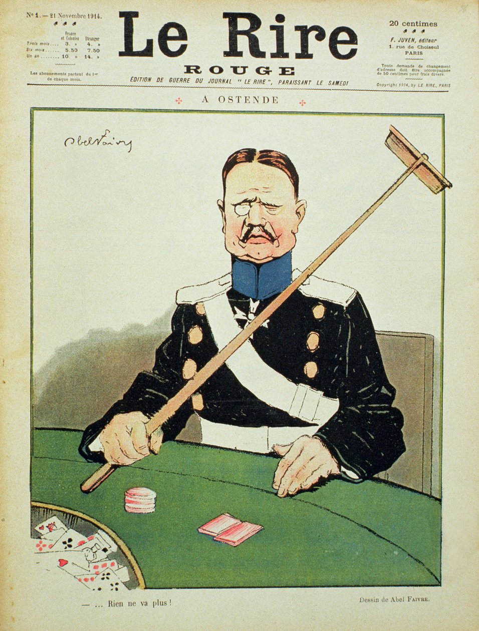 „Rien ne va plus”, okładka „Le Rire Rouge”, 21 listopada 1915 autorstwa Jules Abel Faivre