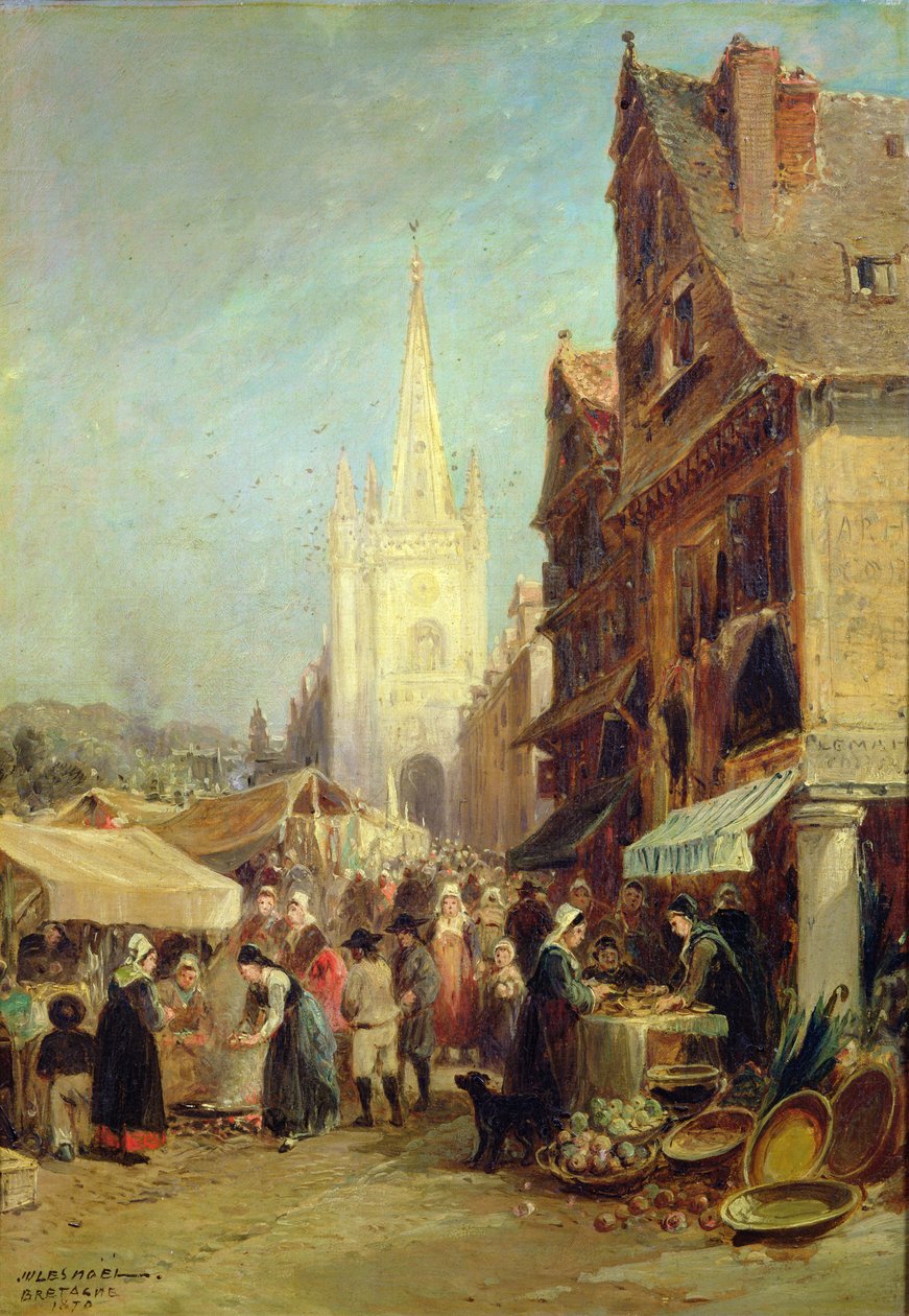 Rynek w Hennebont autorstwa Jules Achille Noel