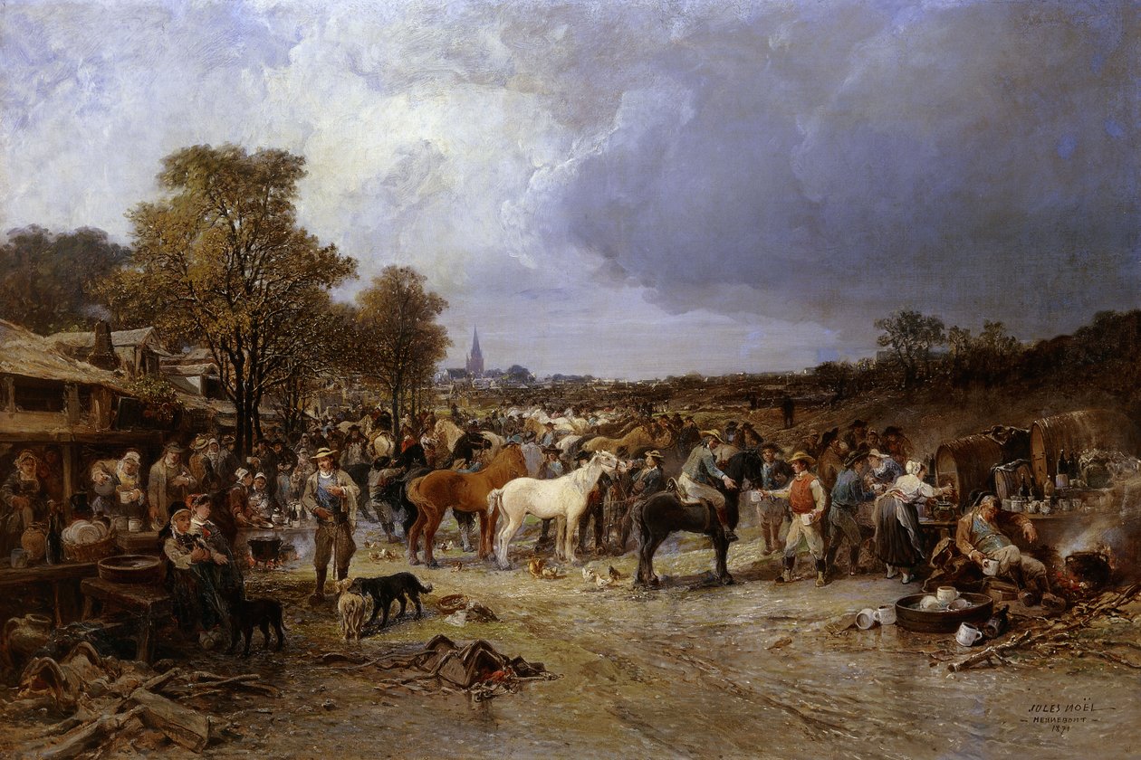 Targ koni w Honnebont, 1871 autorstwa Jules Achille Noel