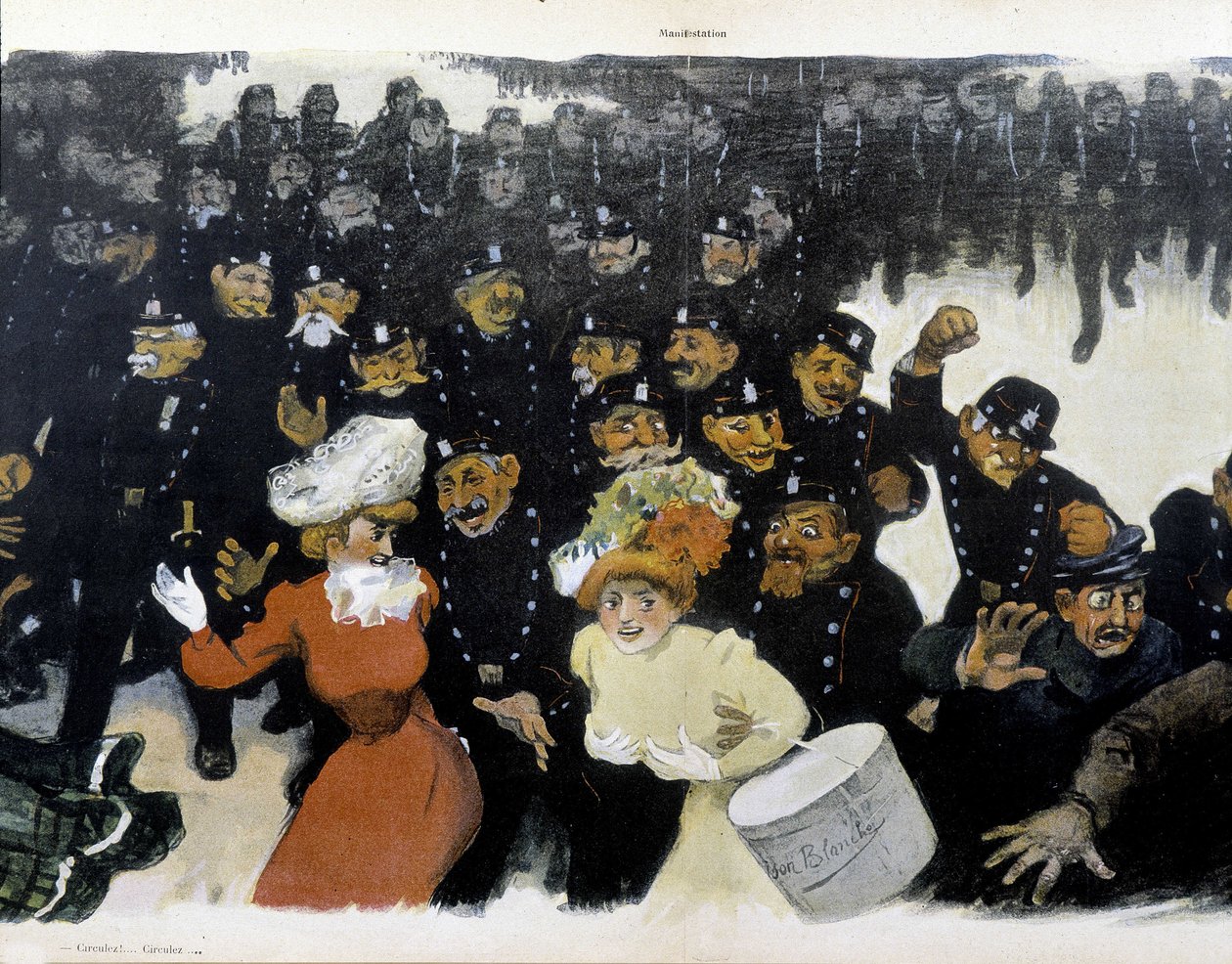 Demonstracja ok. 1901 r. rysunek GR¿N autorstwa Jules Alexandre Gruen or Grun