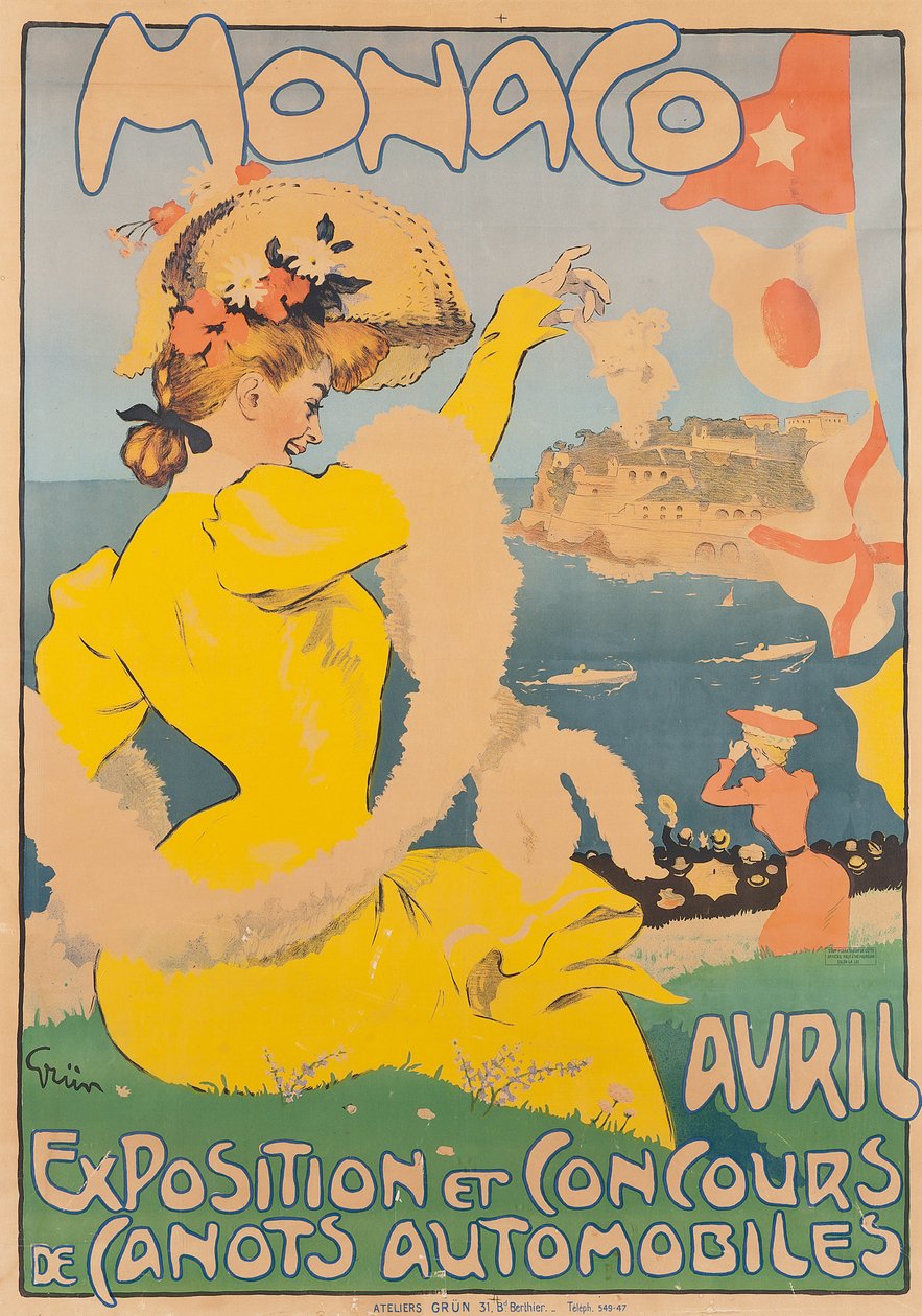 Monako, ok. 1908 (litografia kolorowa) autorstwa Jules Alexandre Gruen or Grun