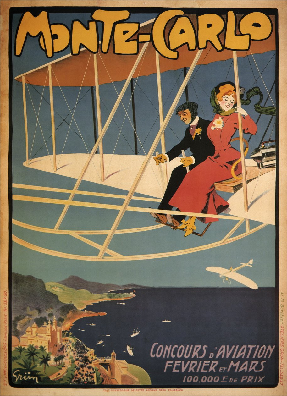 Lotnictwo Zawodowe Monte-Carlo (plakat) autorstwa Jules Alexandre Gruen or Grun