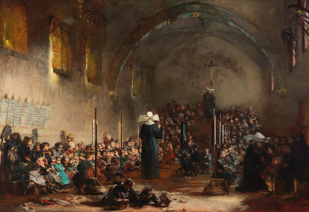 Przedszkole w klasztorze, 1876 r. autorstwa Jules Alexandre Patrouillard Degrave