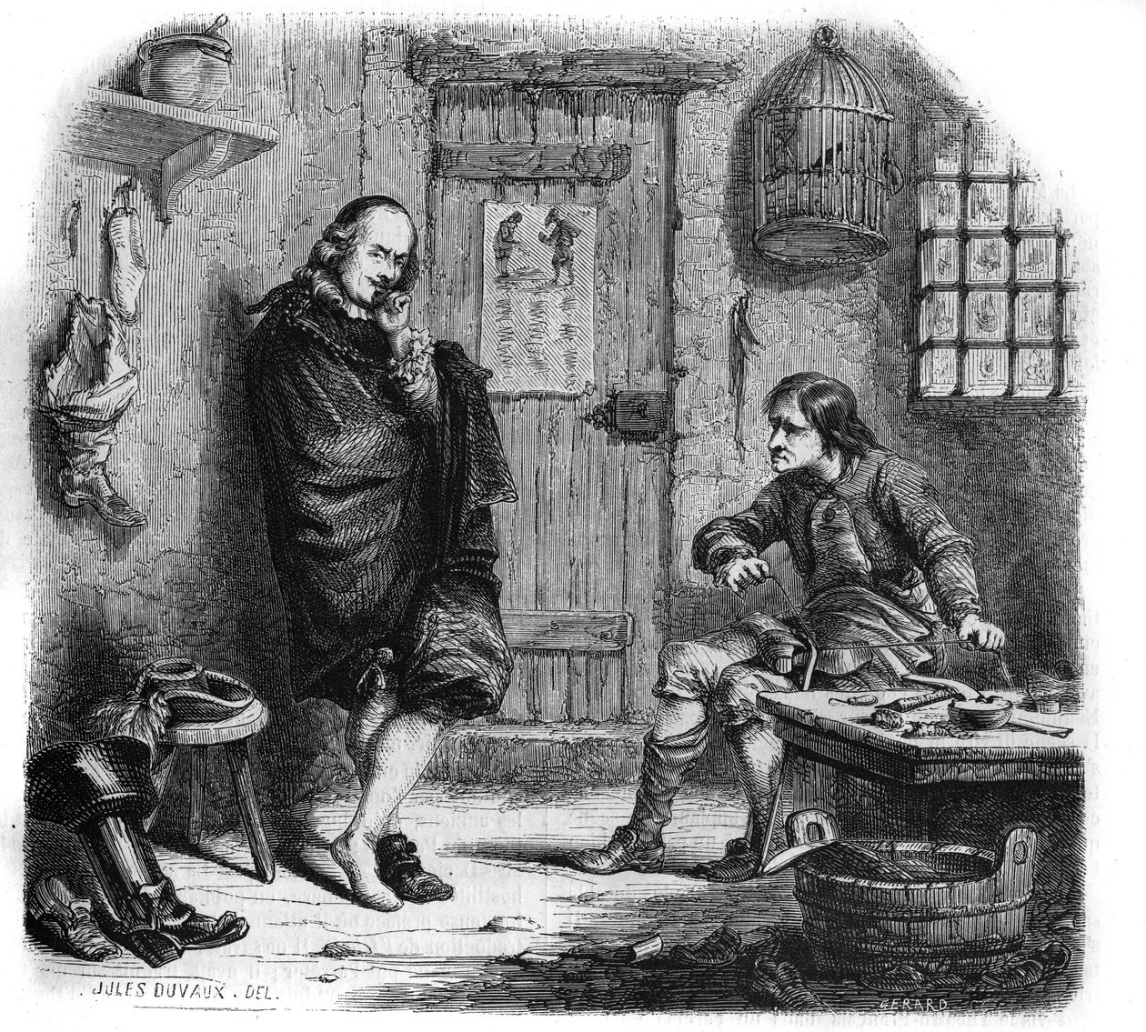 Pierre Corneille (1606-1684) u wygaszacza. Grawerowanie autorstwa Julesa Duvaux autorstwa Jules Antoine (after) Duvaux