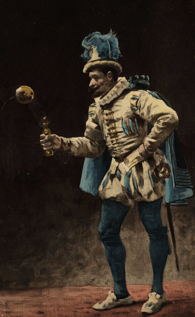 Mężczyzna grający w bule (w bilboquet). Gargantua. Ilustracja Julesa ...