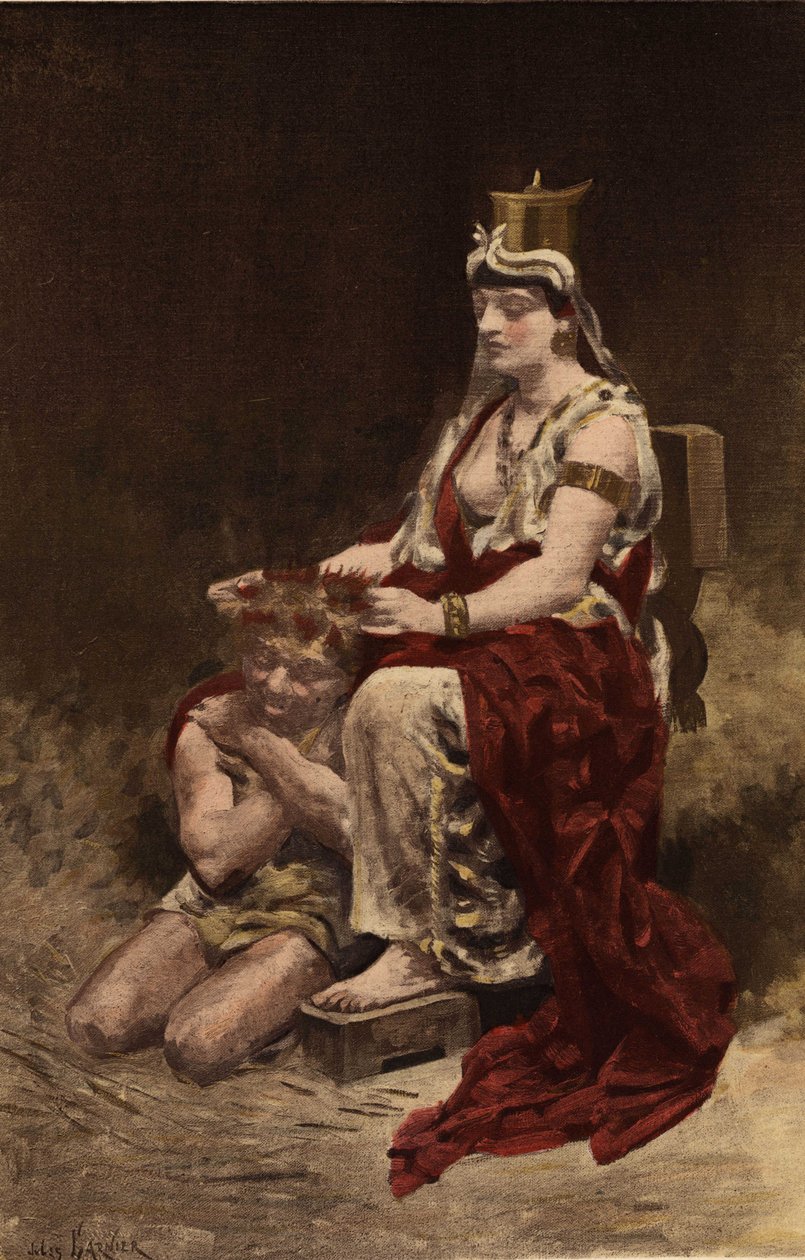 Semyramis (Semiramis) zwijająca belistre (włóczęgę). Pantagruel, ilustracja Julesa Garniera. W "Rabelais i dzieła Julesa Garniera". autorstwa Jules Arsene Garnier