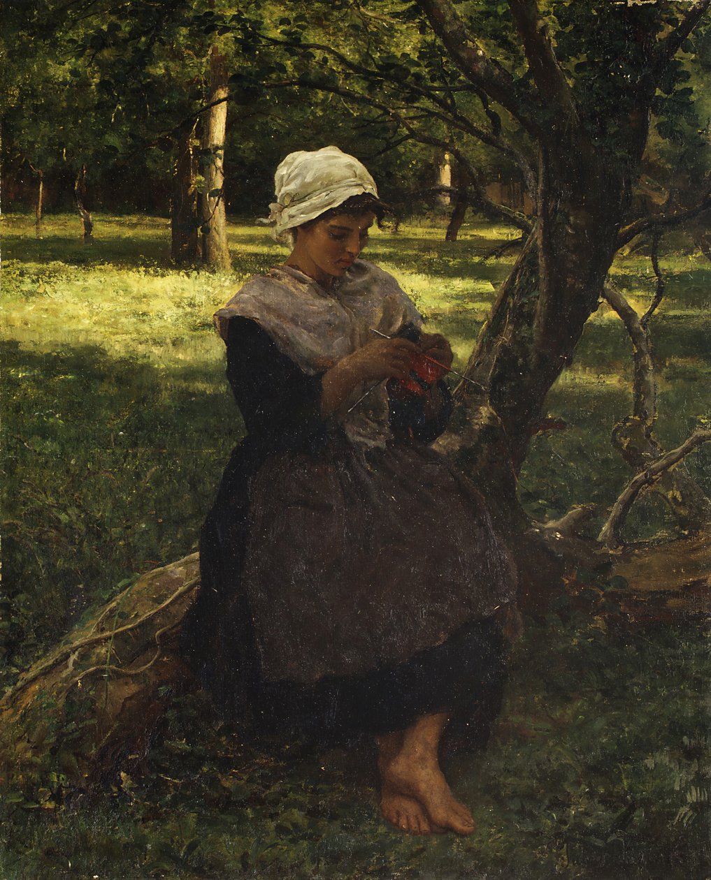 Wieśniaczka na drutach, ca. 1870. autorstwa Jules Breton