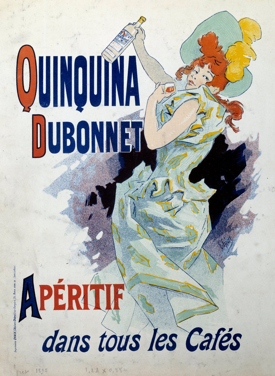 Plakat reklamowy Julesa Chereta (1836-1932) do aperitifu Quinquina Dubonnet. 1895 Paryż, Sztuka dekoracyjna autorstwa Jules Cheret