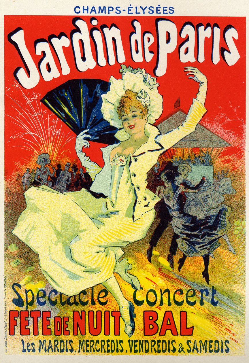 Sztuka, rozrywka. Jardin de Paris, bal na Polach Elizejskich w Paryżu. Plakat Jules Cheret, Francja, c.1895 (plakat) autorstwa Jules Cheret