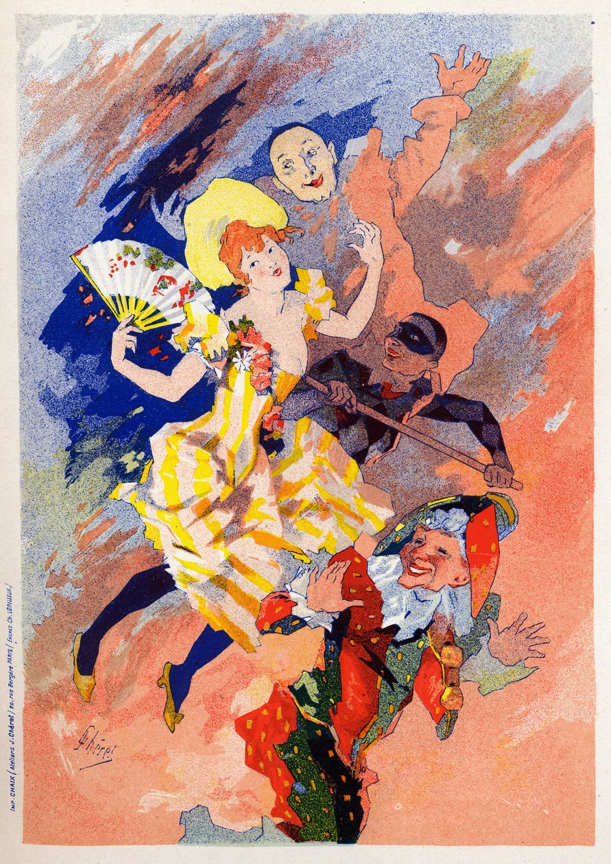 Sztuka. Zabawa. Pokaz pantomimy. Alegoria Jules Cheret, Francja, c.1890 (plakat) autorstwa Jules Cheret