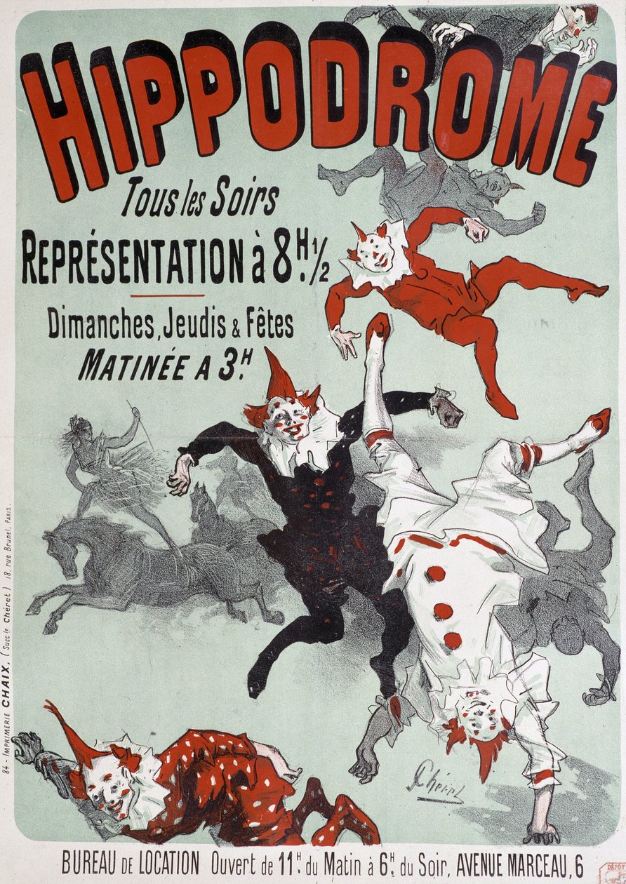 Przedstawienie cyrkowe na hipodromie – plakat Julesa Chéreta, koniec XIX wieku autorstwa Jules Cheret