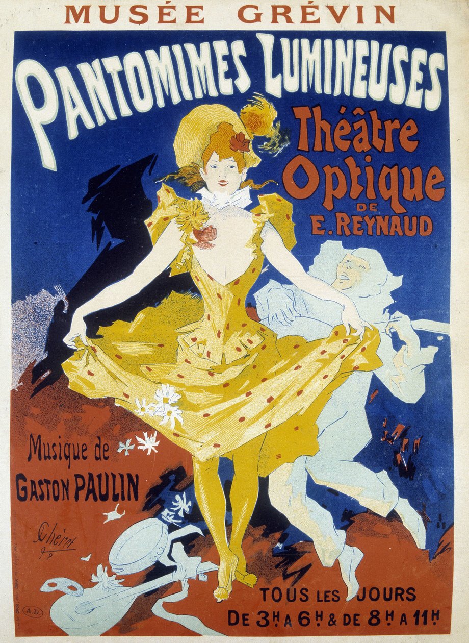 Tancerz i muzyk - plakat do świetlistych pantomim Reynauda i Paulina w muzeum Grévin autorstwa Julesa Chereta, koniec XIX wieku autorstwa Jules Cheret