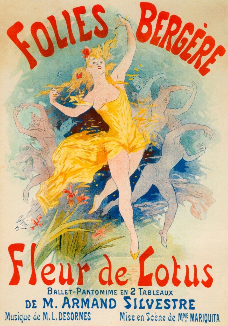 Balet Fleur de Lotus dla Folies Bergère, Paryż autorstwa Jules Cheret