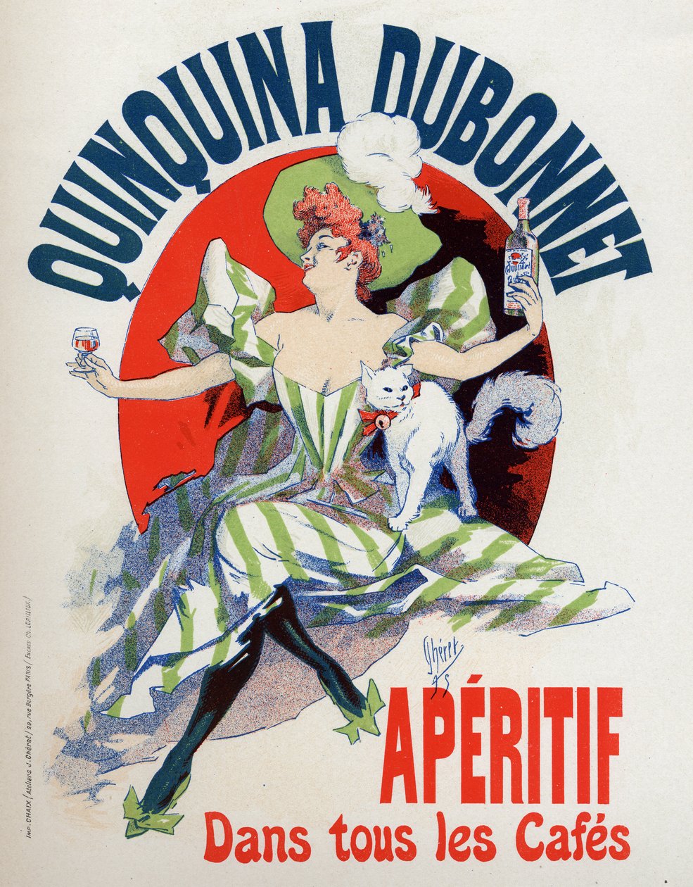 Żywność i napoje. Aperitif Quinquina Dubonnet. Plakat Jules Cheret, Francja autorstwa Jules Cheret