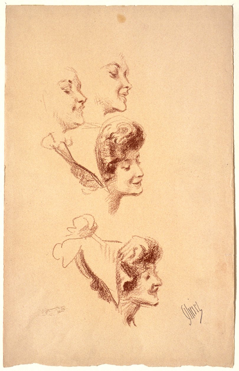 Vier Studien eines Frauenkopfes autorstwa Jules Cheret