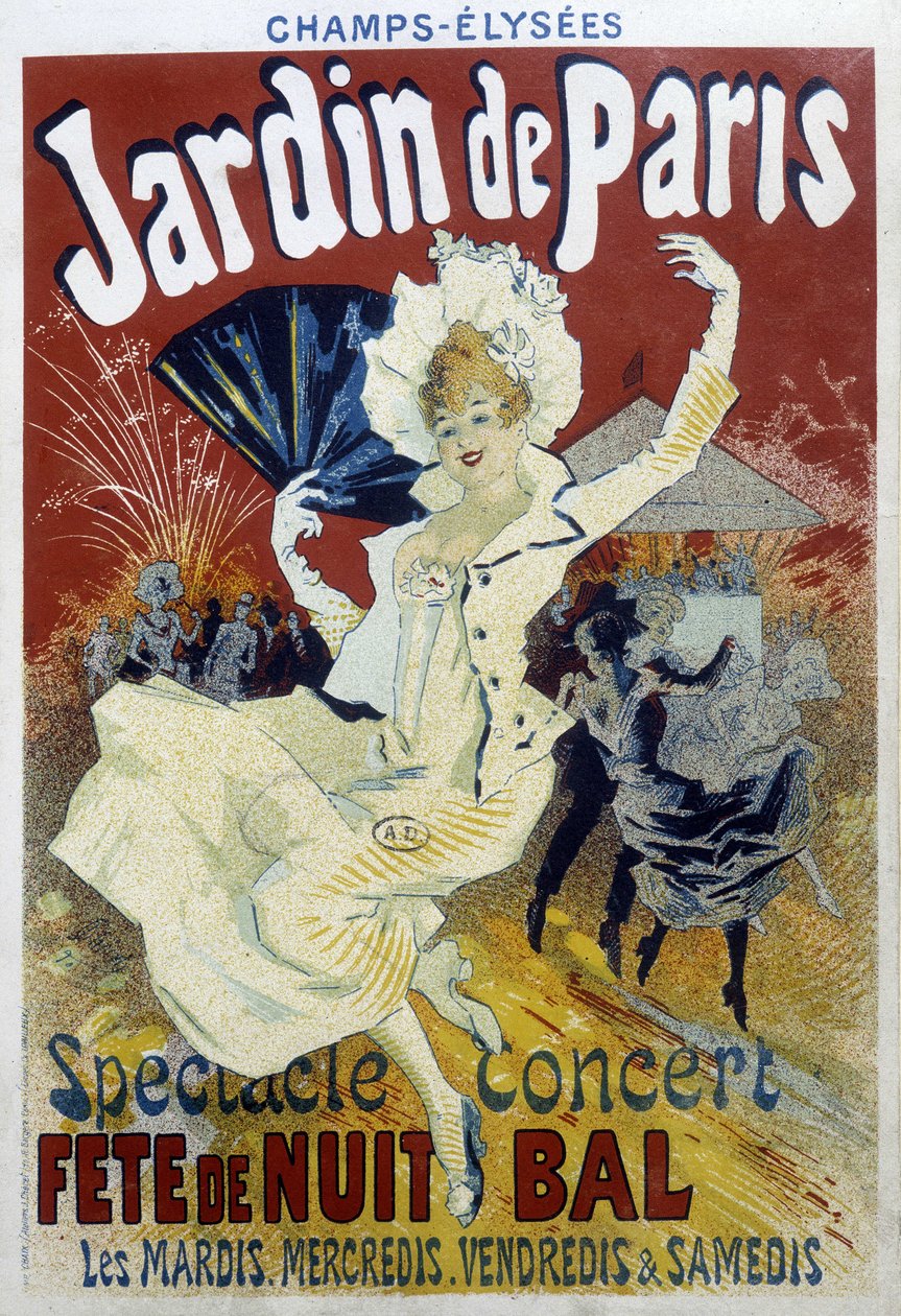 Jardin de Paris: pokaz, koncert, nocna impreza i bal - plakat Julesa Chéreta, koniec XIX wieku autorstwa Jules Cheret