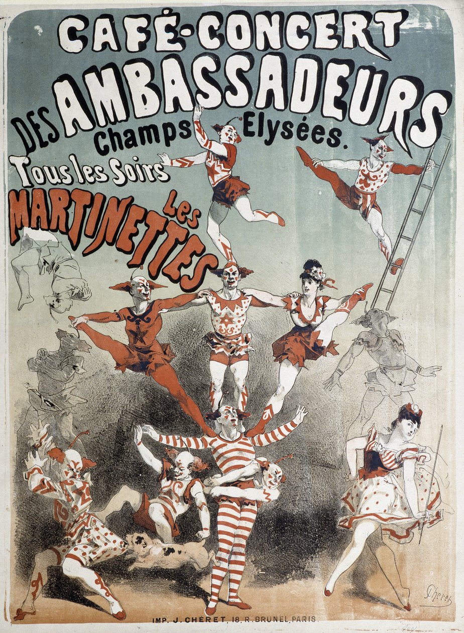 The Martinettes at the Cafe-Concert des Ambassadeurs - Plakat, Jules Cheret, koniec XIX wieku autorstwa Jules Cheret