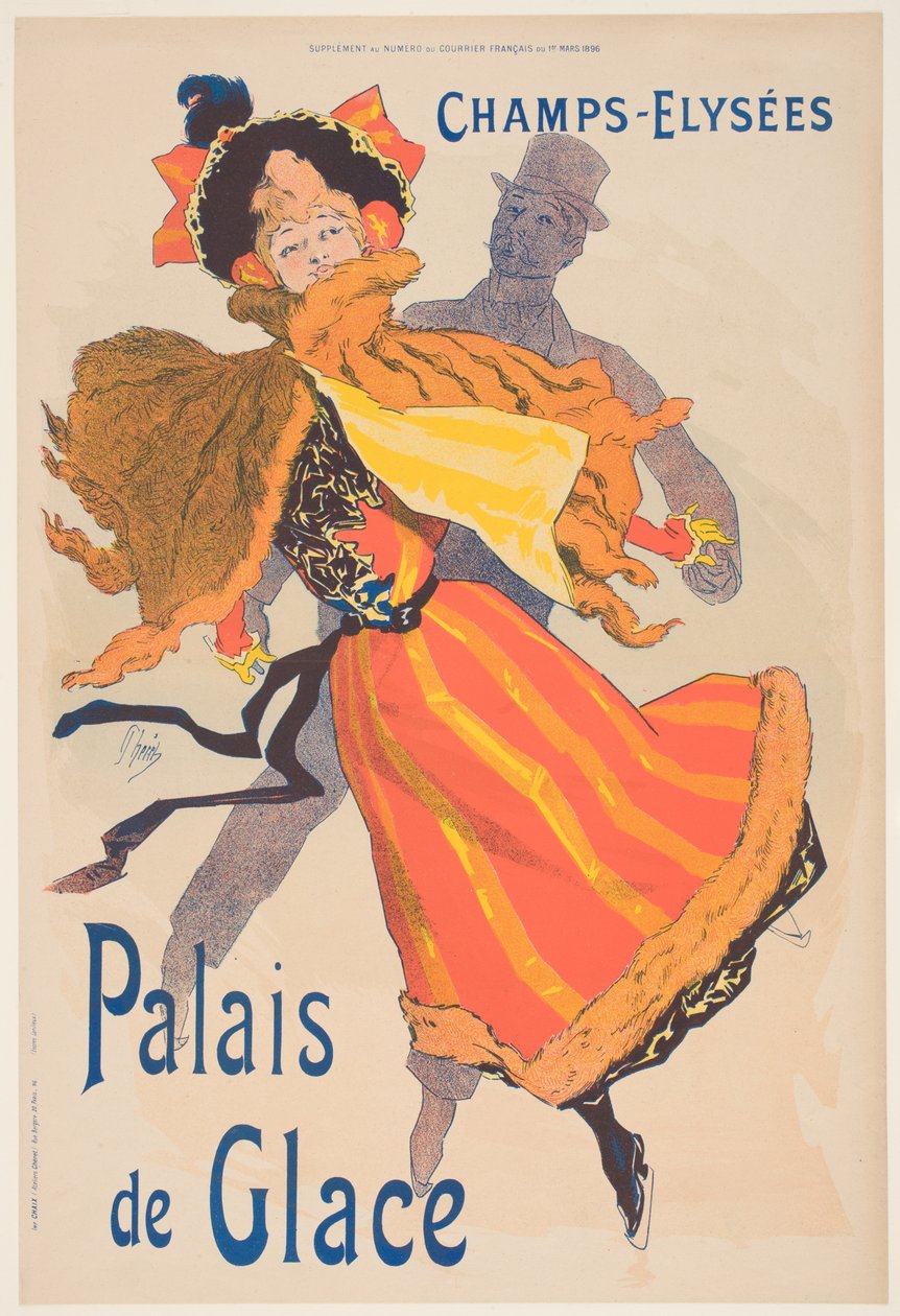 Plakat reklamujący Lodowy Pałac, Pola Elizejskie autorstwa Jules Cheret