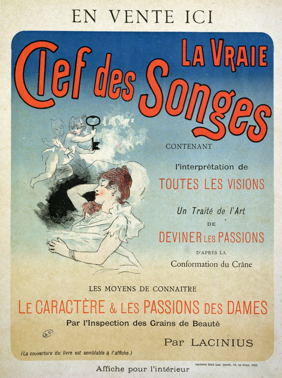 Plakat reklamujący książkę „La Vraie Clef des Songes” Laciniusa, 1892 autorstwa Jules Cheret