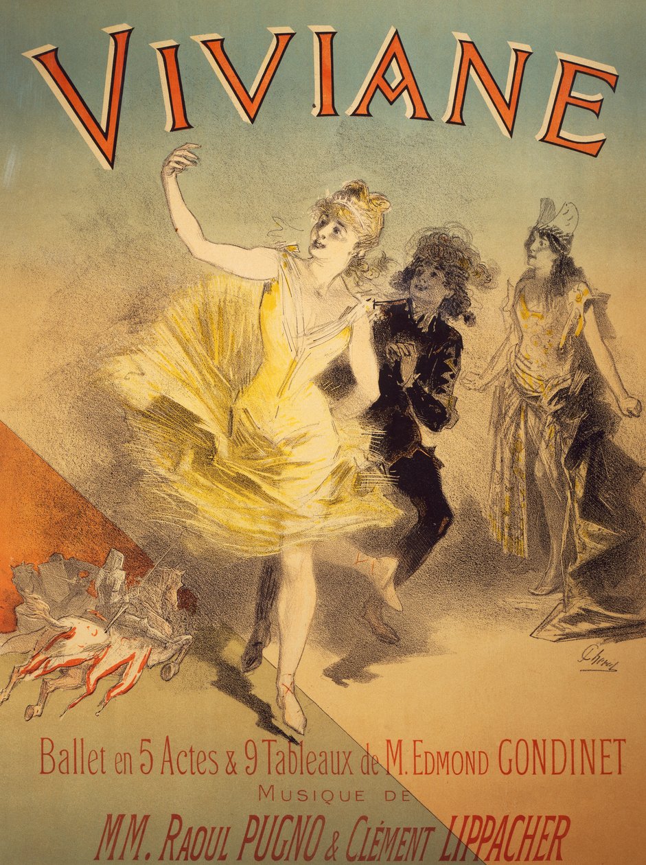 Plakat do Viviane, balet Edmonda Gondineta, muzyka Raoul Pugno i Clement Lippacher autorstwa Jules Cheret