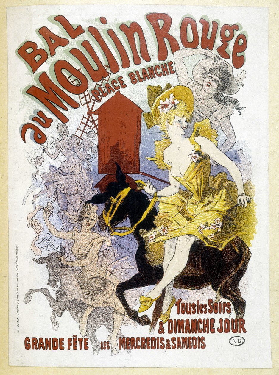 Plakat do balu w Moulin Rouge, Jules Chéret, koniec XIX wieku autorstwa Jules Cheret