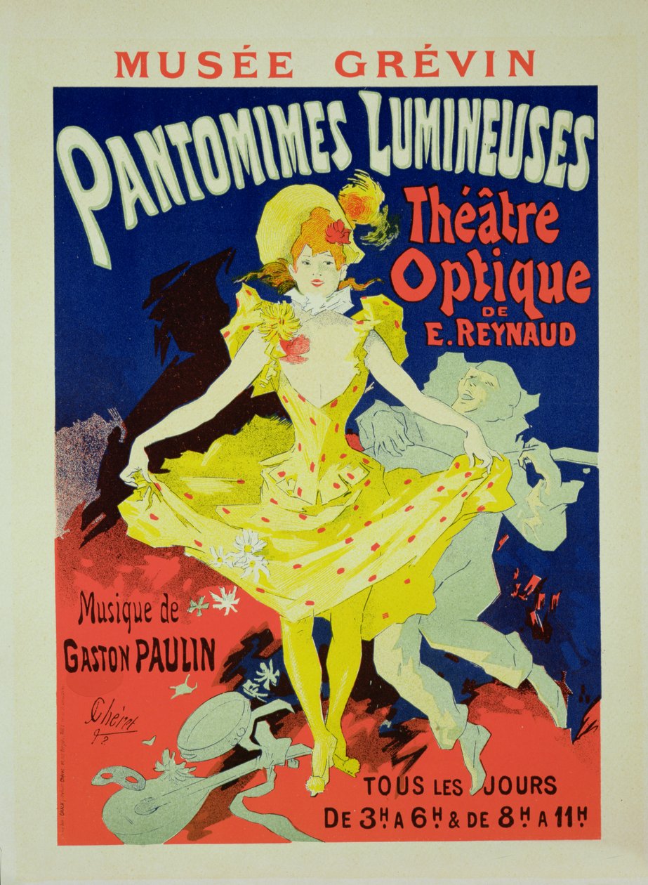 Reprodukcja plakatu reklamującego „Pantomimes Lumineuses” w Musee Grevin, 1892 autorstwa Jules Cheret