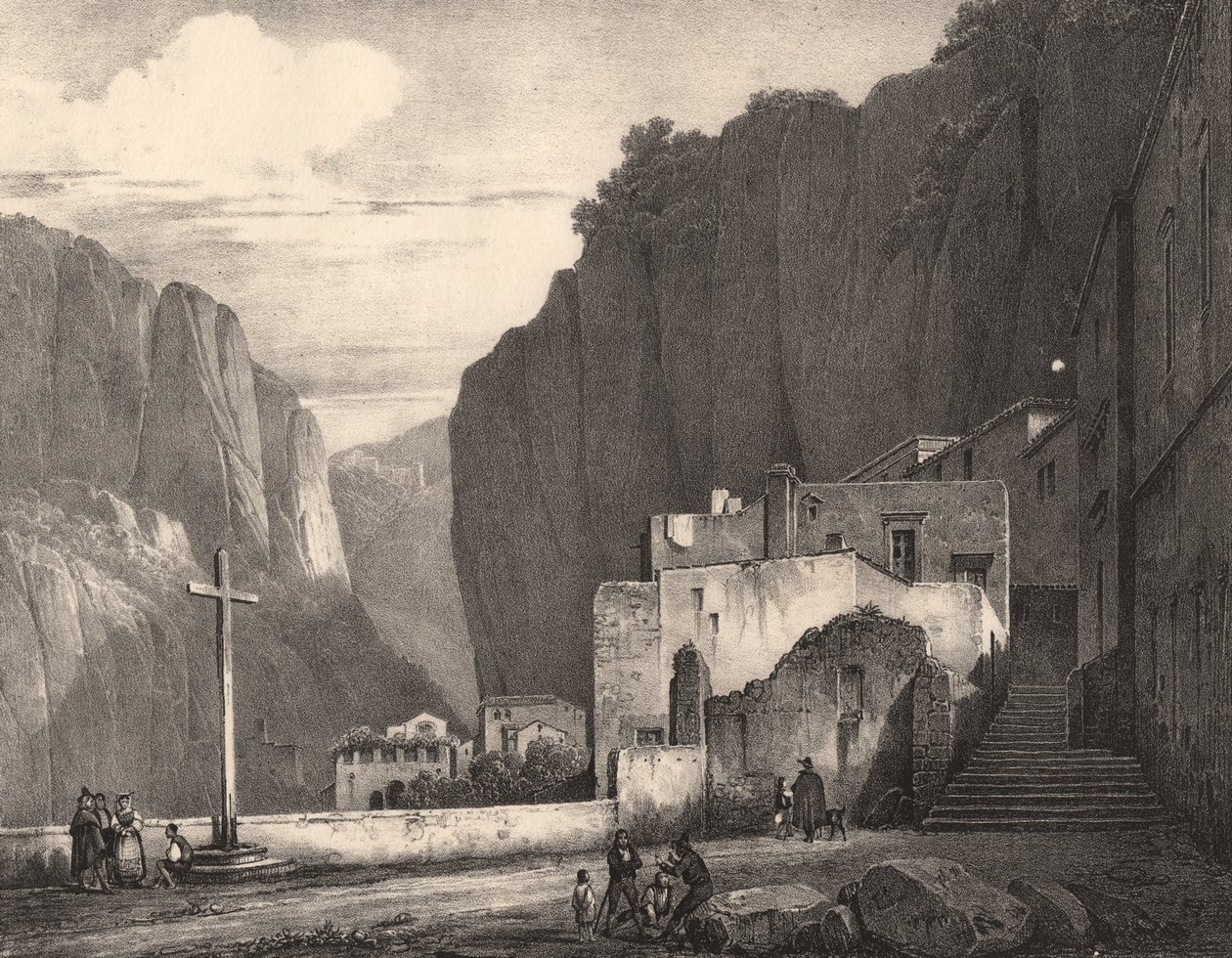 Widok Amalfi, Kampania, Włochy, litografia wg rysunku Julesa Coigneta (1798-1860), 258x245 cm autorstwa Jules Coignet