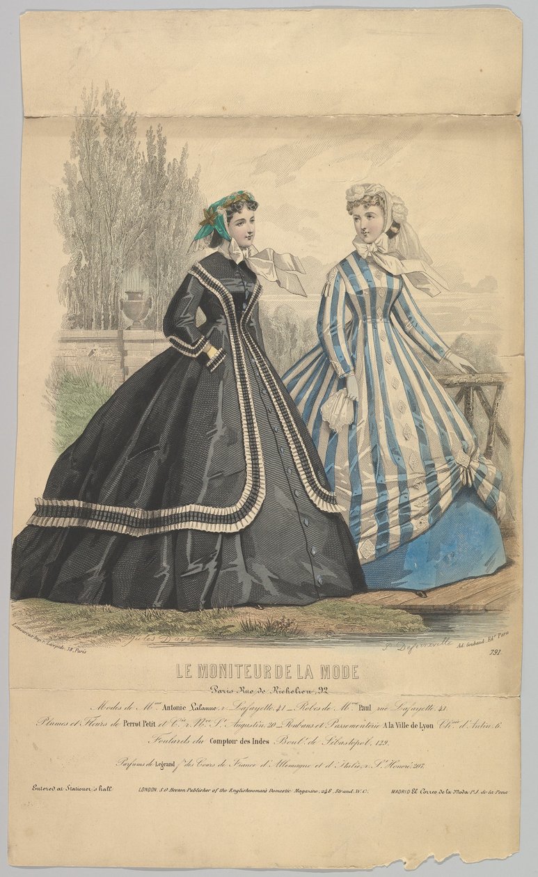Modes de Mme Antonie Lalanne, nr 791, z Le Moniteur de la Mode, 1848. autorstwa Jules David