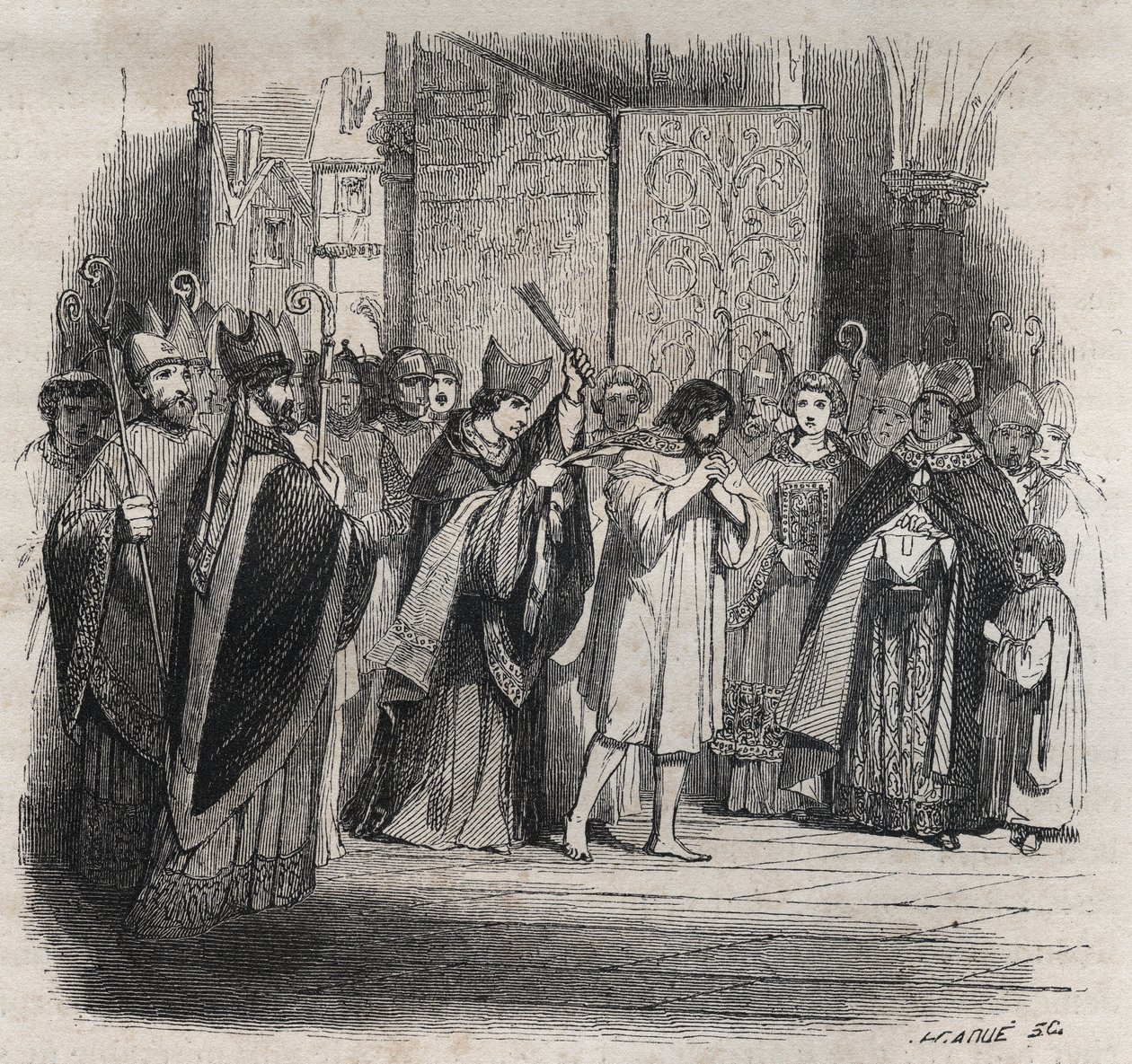 Pokuta Rajmunda VI, hrabiego Tuluzy - 22.06.2012 r. Rajmund VI hrabiego Tuluzy, ekskomunowany przez papieża Innocentego III (Milon legat du Pope) za nie ściganie katarów, oskarża się o bycie inicjatorem zabójstwa Pierre